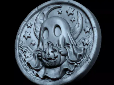 Cute Ghost Halloween STL set of 5 3D print model