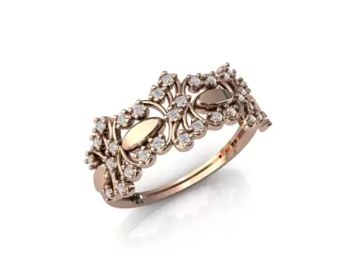 Women Ring Diamond Stone STL 3DM Lightweight Printable 3D print model 65
