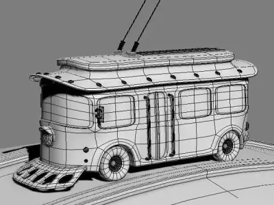 Trolleybus cartoon 3D model