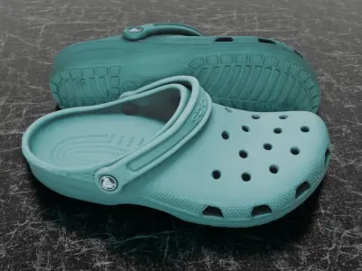 CROCS 3D FLIP-FLOP - TURQUOISE - SLIPPERS Low-poly 3D model