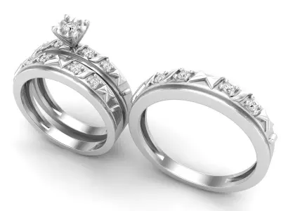Diamond jewelry ring and band for woman 3D print model