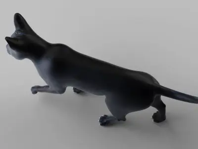 Cat Black Rigged and Animated Low-poly 3D model