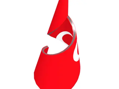 Turkish Flag on a Helical Structure 3D model