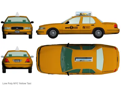 Car NYC Yellow Taxi Low-poly 3D model