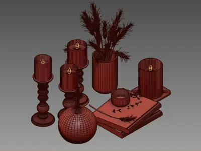 set525 gold vase with candle 3D model