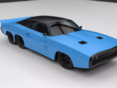 Dodge Charger six-wheeled concept 3D model