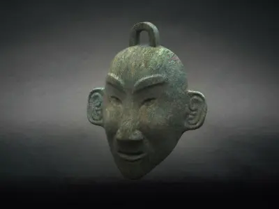 Sanxingdui   ritual mask Decorative African wall Mask 3D model