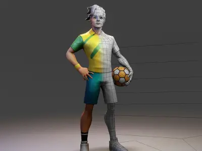 Football Player PBR 3D model Low-poly 3D model