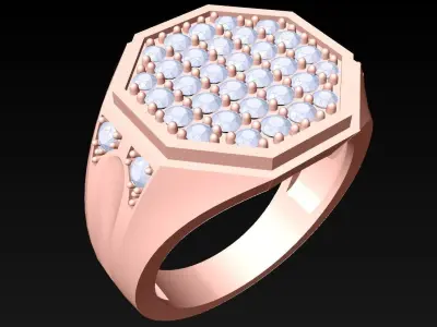 Diamond Rings - Mens Ring - N4192 3D print model