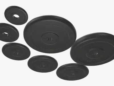 Barbell weight set rubberized 3D model