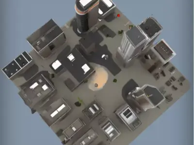 Realistic Low Poly Modern City 3D Model  3D print model