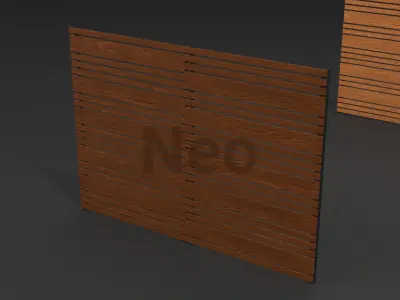 Low-Poly Modern Wooden Fence - Wooden Fence 3D Model Low-poly 3D model
