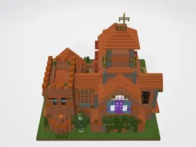 cathedral minecraft church Free 3D model