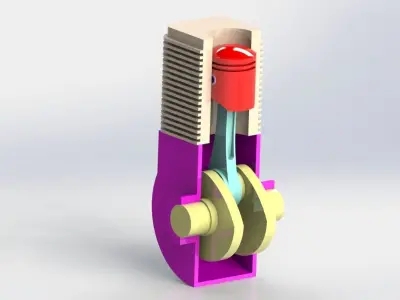Engine - animation Low-poly 3D model