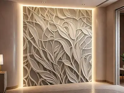 modern panel wall decor set wall relief mural CNC 139 3D model