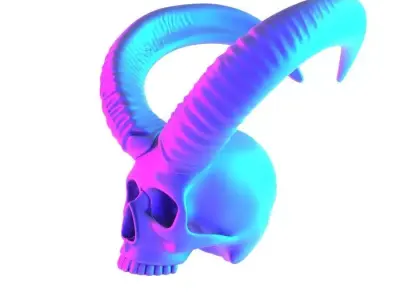 Red Oni mask Horned Blood Skull toy 3D print model