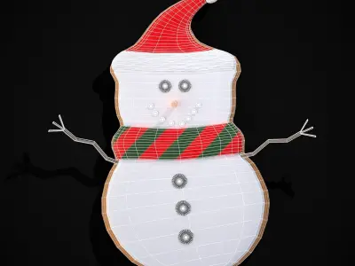 Adorable Snowman Christmas Cookie Low-poly 3D model