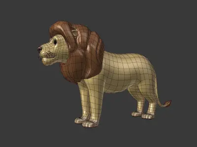 Cartoon Lion Low-poly 3D model