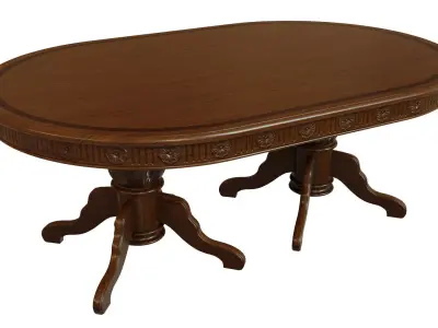 Wooden table with carvings 2000 3D model