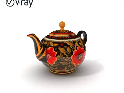 Vintage Floral Decorative Teapot D Model Pack Low-poly 3D model