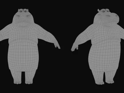 cartoon hippo character 3D model