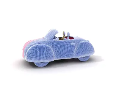 Pink Vintage Convertible model pack Low-poly 3D model