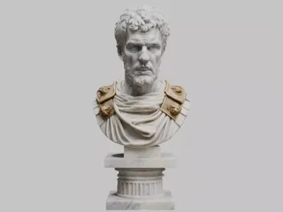Ultra detailed 3D bust statue roman empire Low-poly 3D model