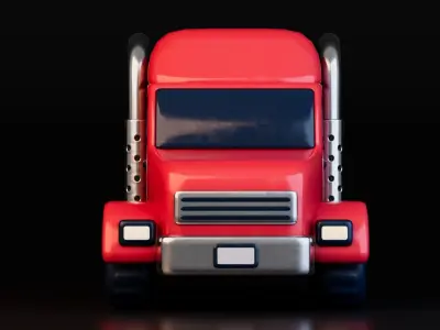 Low Poly Cartoon Trailer Trucks Low-poly 3D model