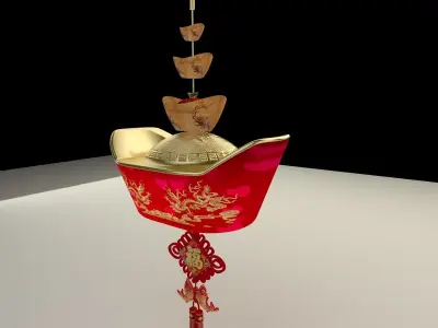 Chinese gold Ingot lantern  3D model