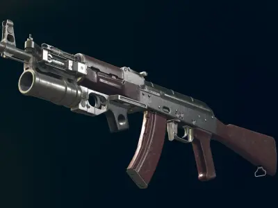 AKM Automatic Rifle equipped with  GL25 Low-poly 3D model