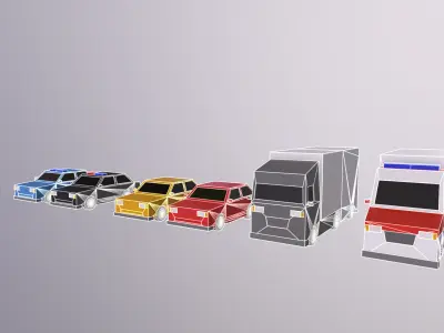 Lowpoly Car Set - Creativity with a Variety of Vehicles Low-poly 3D model