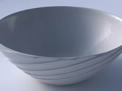 Bowl wide with twisted smooth ribbons 3D print model