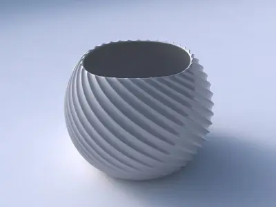 Bowl spheric with bent extruded lines 3 3D print model