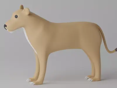 Cartoon Cute Lioness 3D model