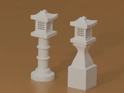 Japanese Stone Lantern Low-poly 3D model