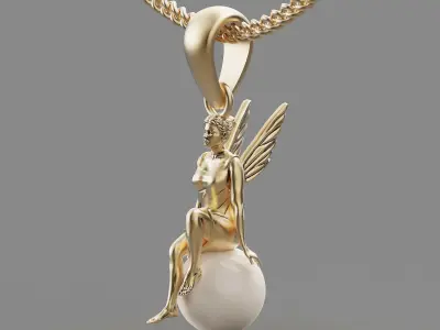 Angel pendant silver gold printable jewelry 3D model 3D print model