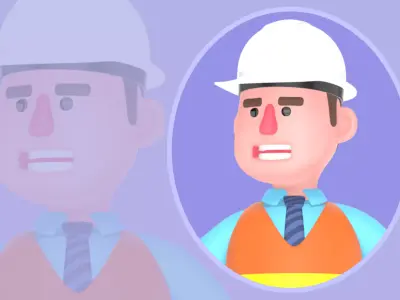 Stylized 3D Male Architect Character - Cartoon Pointing Pose 3D model