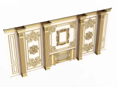 Boiserie Classic Wall with Mouldings 015 White Low-poly 3D model