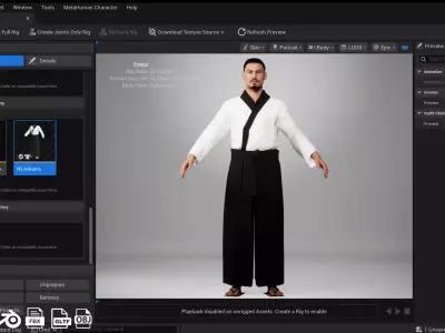 japanese samurai hakama - clothyfic outfit Low-poly 3D model