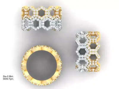 Luxury diamond ring 3D print model 5
