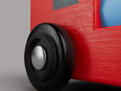 Wooden Toy Train - Engine - Game Ready Low-poly 3D model