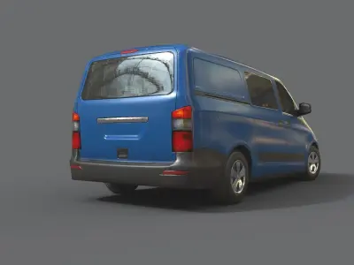 Generic Minivan Blue  Low-poly 3D model