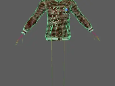 Kappa Alpha Psi Baseball jacket Rigged Unity Unreal Low-poly 3D model