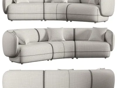 Auburn Performance Fabric Curve 3 Seater Sofa 3D model