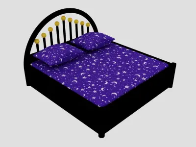 Luxury Bed with Pillows 3D Model Low-poly 3D model