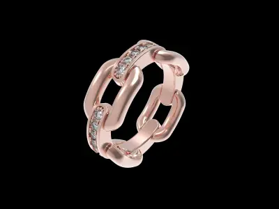 Paved Diamond Chunky Chain Ring 3D print model