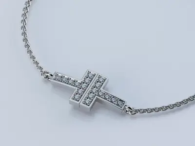 Diamond Double Chain Bracelet T 3D print model