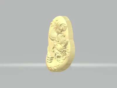 Oval Dragon Pendant 3D print model