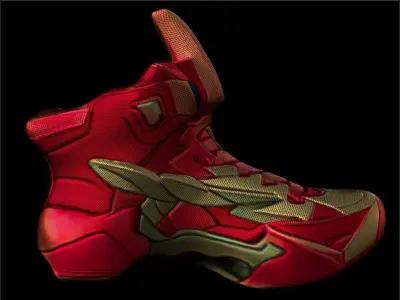 Anime RED sneakers Low-poly 3D model