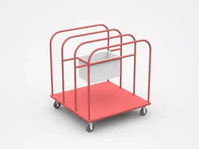 Container Trolley Cart With Small Box Container Attached 3D model